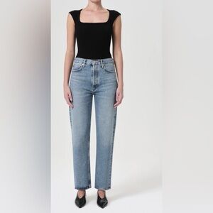 Agolde Womens Size 25 90's Pinch Waist Jeans Light Blue Button Fly Straight Leg